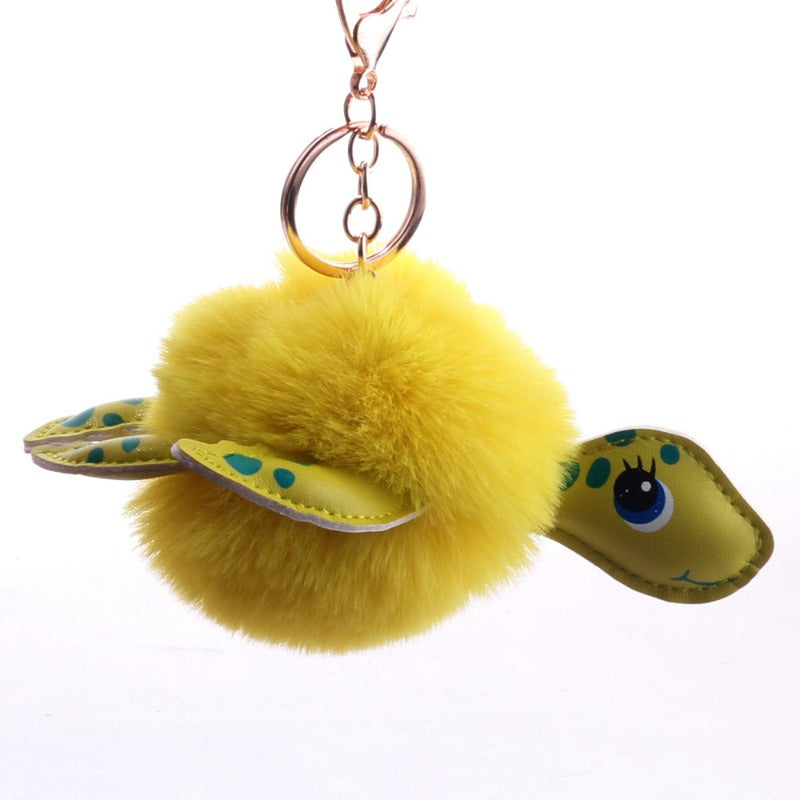 Wholesale Hairy Ball Cute Little Turtle Keychains